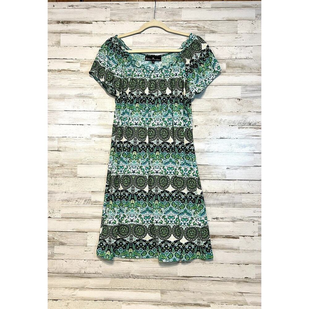 Ellen Parker Flutter Sleeve Shift Like Dress Size Med on off Shoulder Flowy